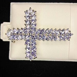 925 Thai Sterling & Tanzanite Cross pendant - stamped